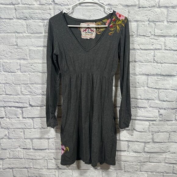 Johnny Was JWLA Grey Long Sleeve Floral Embroidered Gray Dress Size Small - Picture 1 of 10